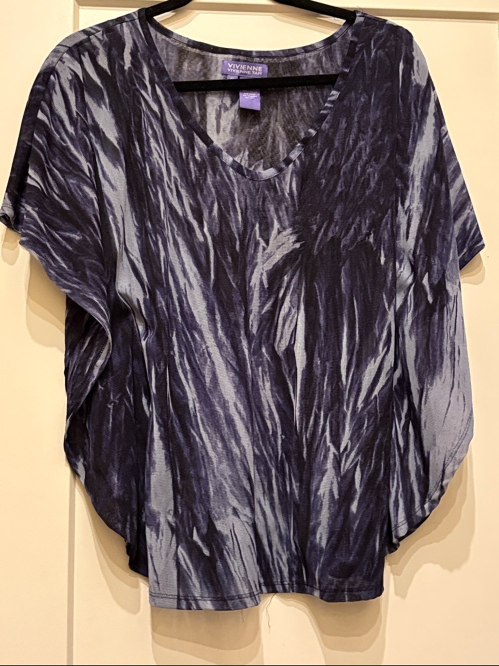 Vivienne Tam Blue Tie-Dye V-Neck Tunic